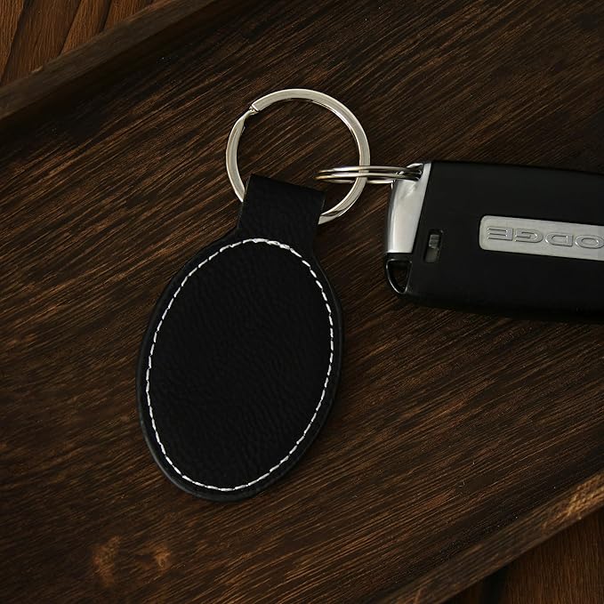 LaserGram Oval Keychain, Golf Ball, Personalized Engraving Included (Black with Silver)