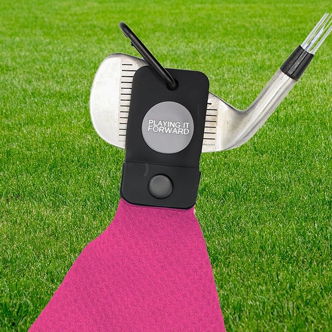 Magnetic Golf Towels for Golf Bags with Clip & Ultra Strong Magnet - Waffle Weave Microfiber Towel for Secure Hold on Bags & Carts - Ideal Club Cleaner & Accessories - Pink