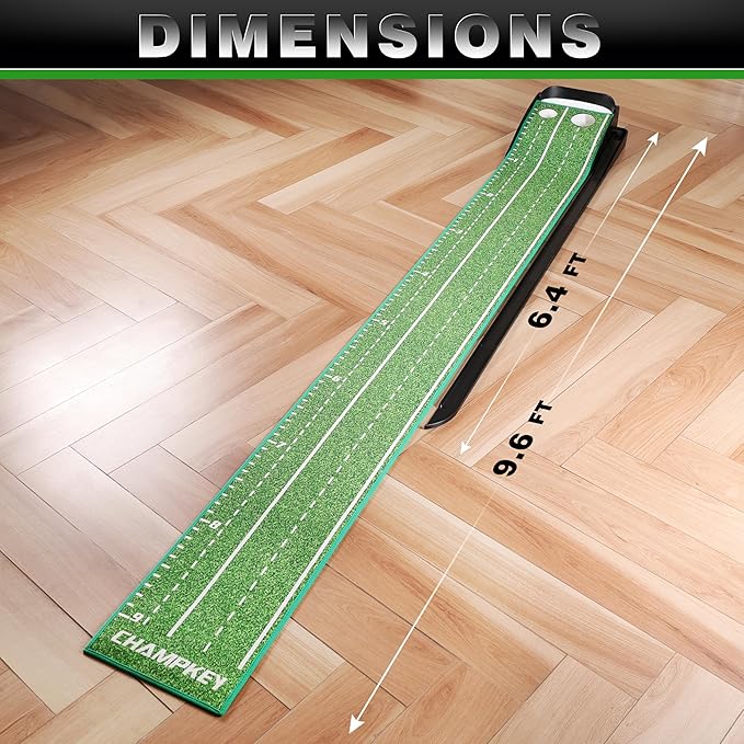 CHAMPKEY Premium Golf Putting Green Indoor with 3 Golf Putting Gates - Improves Putting Accuracy and Skill Levels Golf Putting Mat - Ideal for Indoor and Outdoor Training