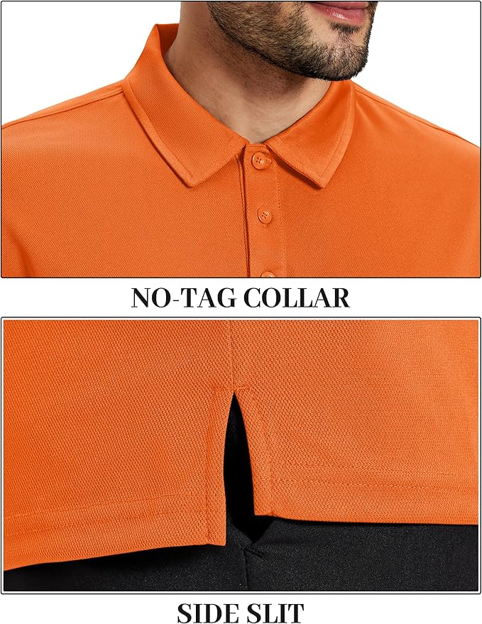 TACVASEN Mens Polo Shirts Short Sleeve Dry Fit Performance Breathable Golf Shirt with Collar Tennis Casual Business Work