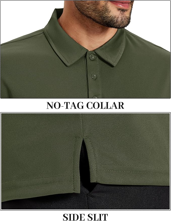 TACVASEN Mens Polo Shirts Short Sleeve Dry Fit Performance Breathable Golf Shirt with Collar Tennis Casual Business Work