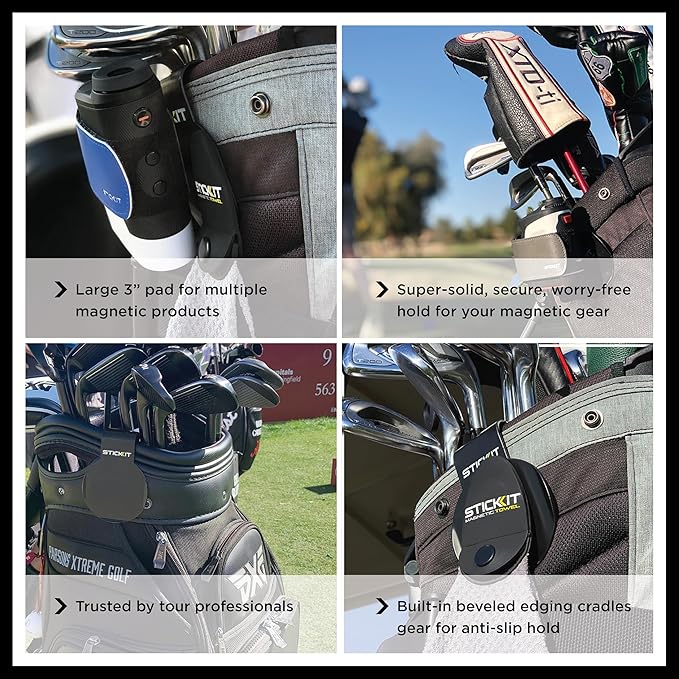 STICKIT Magnetic Golf Bag Landing Pad I Metal Bag Clip for Quick and Easy Use of Magnetic Golf Gear & Accessories with Convenient Positioning on Your Golf Bag