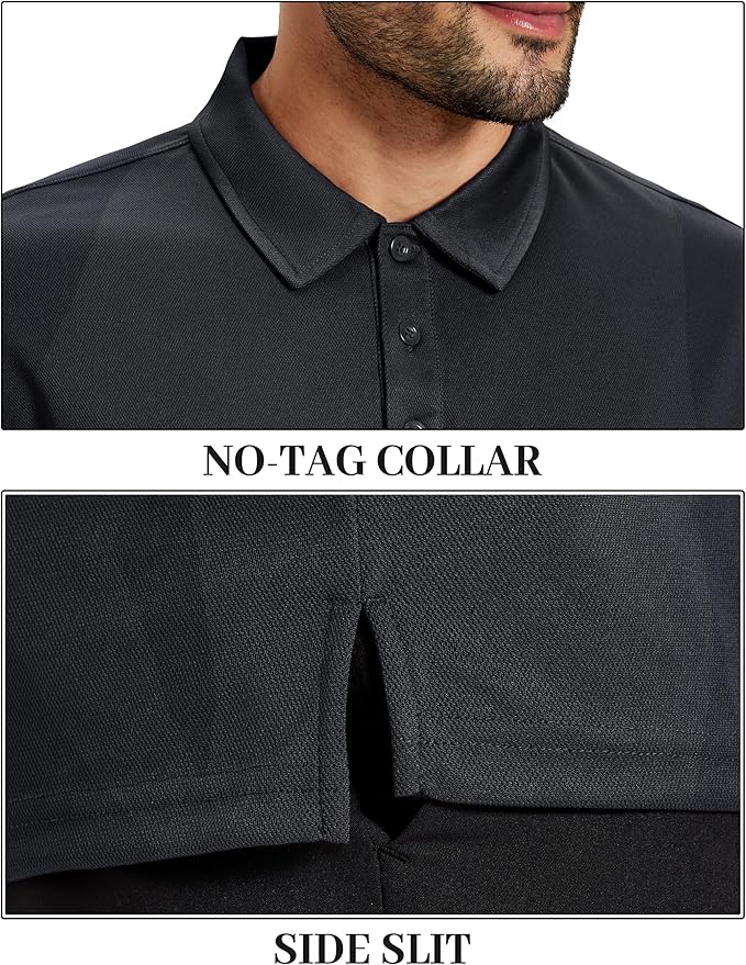 TACVASEN Mens Polo Shirts Short Sleeve Dry Fit Performance Breathable Golf Shirt with Collar Tennis Casual Business Work