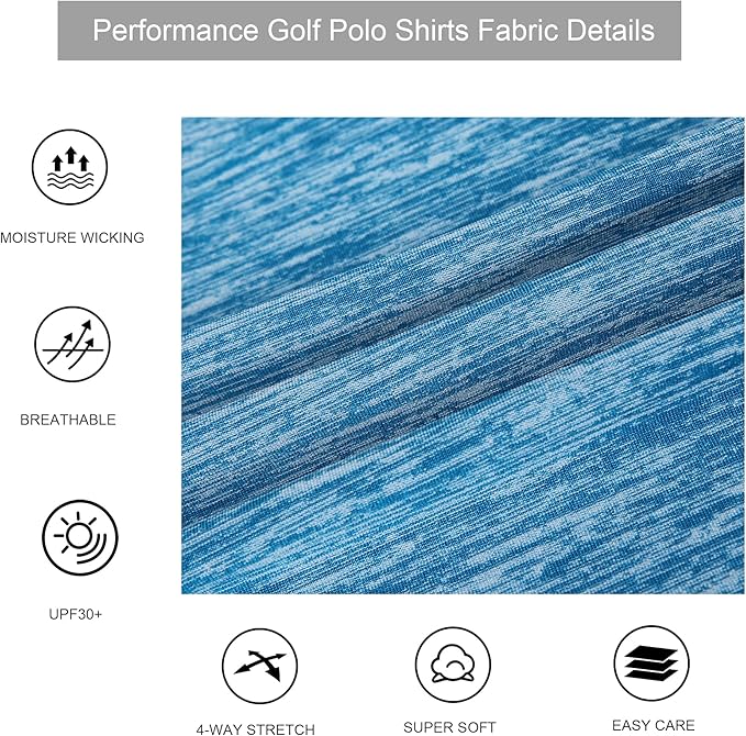 Alex Vando Mens Golf Shirt Moisture Wicking Quick-Dry Short Sleeve Casual Polo Shirts for Men