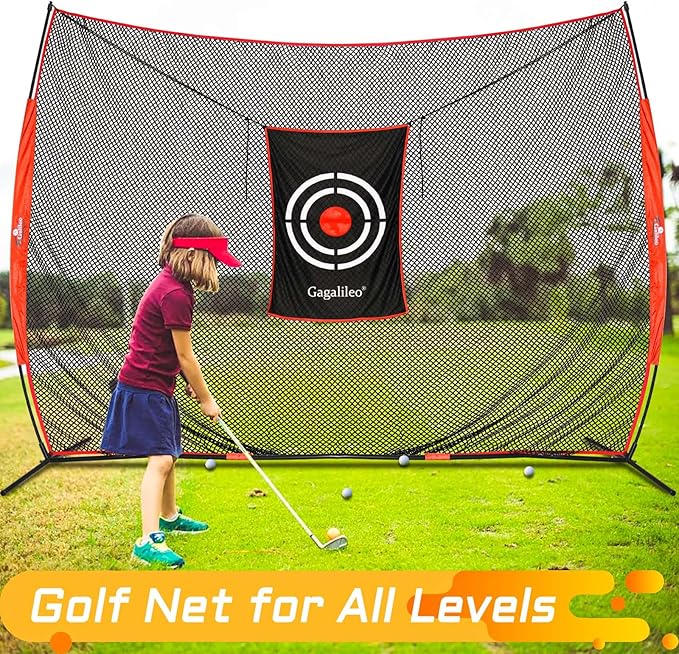 Gagalielo Golf Hitting Net：Professional Practice Accuracy with Target Mat Driving Swing Indoor Outdoor Training Backyard Garage Gift for Golfers
