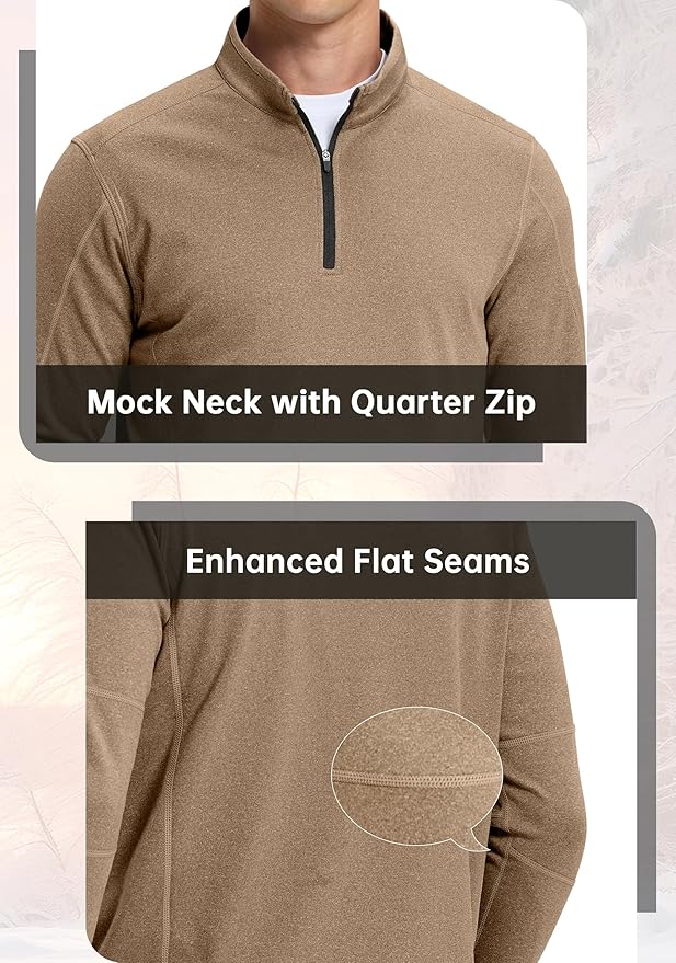 G Gradual Quarter Zip Pullover for Men Fleece Lined Sweatshirt Long Sleeve Winter Golf Shirt Mock Neck Polo Running Sweater