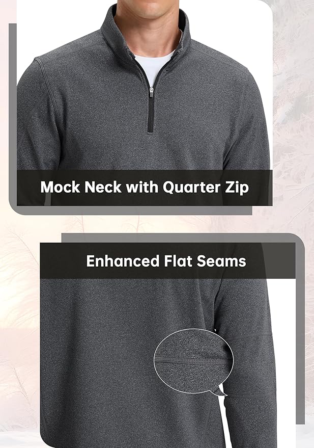 G Gradual Quarter Zip Pullover for Men Fleece Lined Sweatshirt Long Sleeve Winter Golf Shirt Mock Neck Polo Running Sweater
