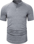 TAPULCO Mens Collarless Golf Shirts Short Sleeve Dry Fit Stretch Casual Breathable Lightweight Tshirts
