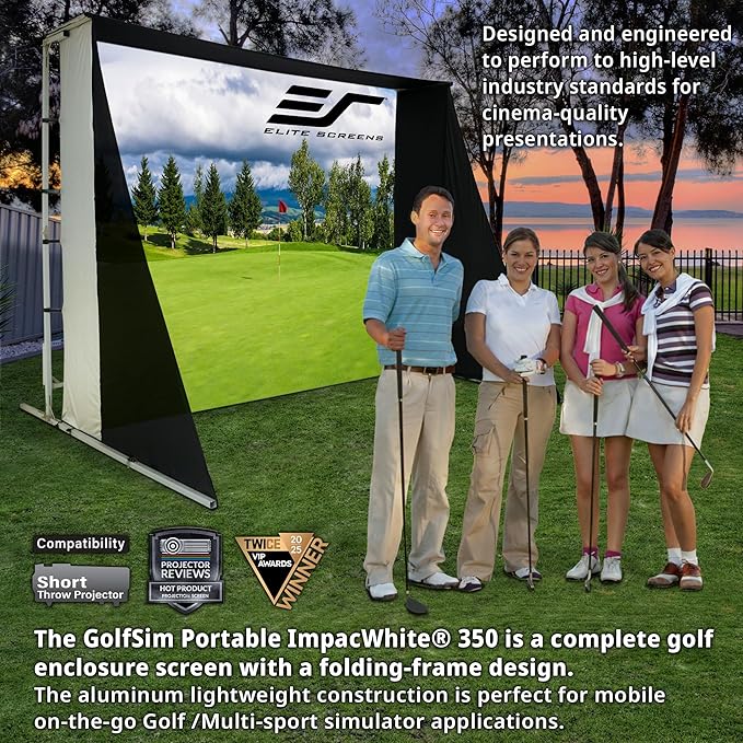 Elite Screens Golf Impact Screen Golf Simulator Impact Screen 8 ft x10 ft, Golf Hitting Screen for Simulator, Enclosed Golf Screen for Training, GolfSim Bay GSP0810-IPW350