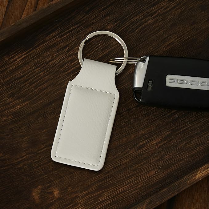 LaserGram Rectangle Keychain, Coat of Arms Germany, Personalized Engraving Included (White with Silver)