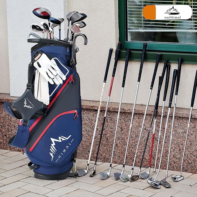 14 Way Dividers Golf Stand Bag Lightweight, Golf Bag for Men Women with Multiple Pockets, Dual Strap and Rain Cover Hood