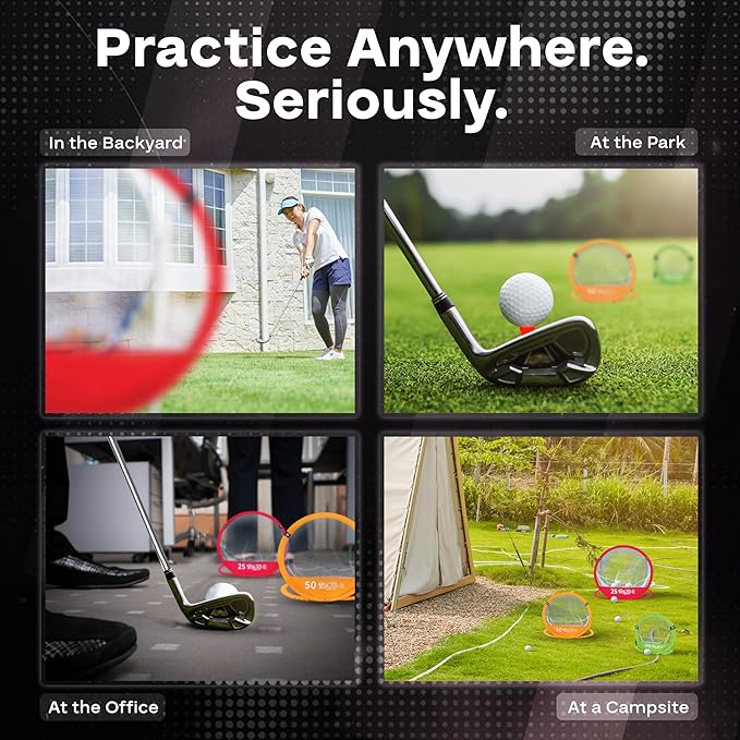 PGA Tour Golf Practice Aids by Golfgen: Premium Chipping Nets, Putting Rings, & Targets, Indoor & Outdoor Training, Improve Accuracy & Control, Master Putting and Chipping, Portable for On The Go