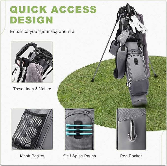 Golf Lightweight Stand Carry Bag– Easy to Carry and Durable Pitch n Putt Golf Bag for The Driving Range, Par 3 and Executive Courses，Fits Up to 5-6 Clubs