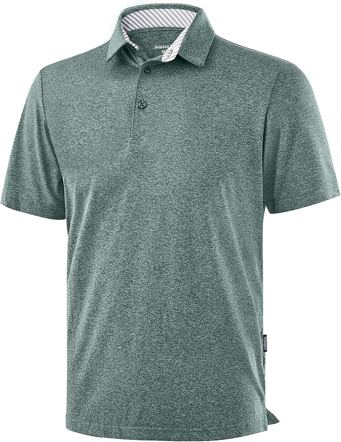 Golf Shirts Heather Polo Short Sleeve Dry Fit Lightweight Moisture Wicking Collared Shirts Casual Athletic Business