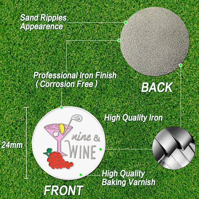 FINGER TEN Golf Ball Marker with Hat Clip Markers Assorted Patterns Value Gift Set Mark Golf Divot Tool Accessories for Men Women Kids
