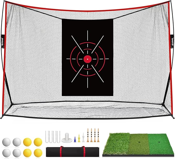 Bltend Golf Net: 10x7ft Golf Practice Nets for Backyard Driving Real Balls, Heavy Duty Golfer Training Net with Mat for Outdoor/Indoor/Garage/Basement Hitting Swing Chipping, Golfer Gift for Men Dad