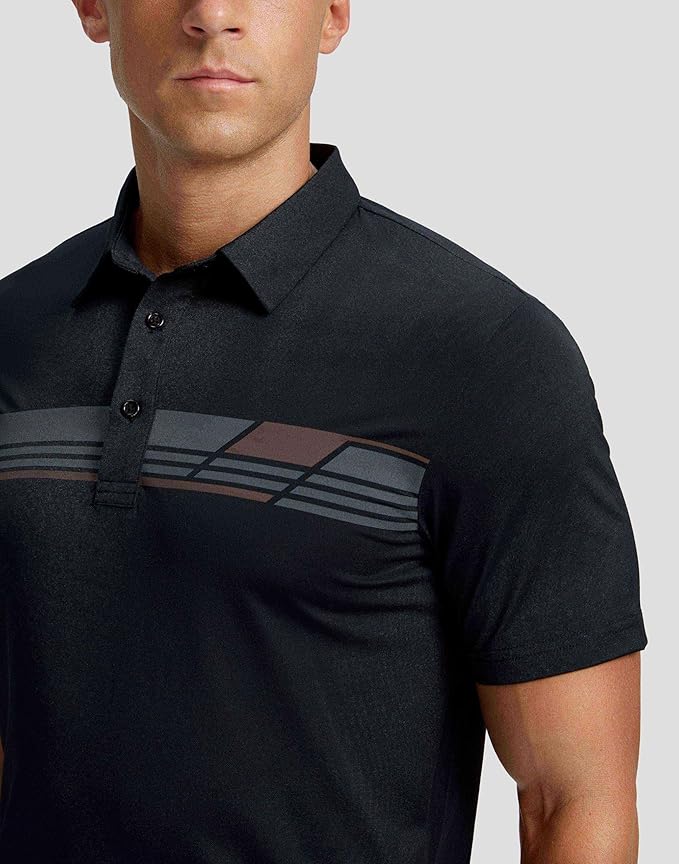 Men's Golf Shirts Dry Fit Moisture Wicking Performance Short Sleeve Collared Polo Shirts for Casual Athletic Business