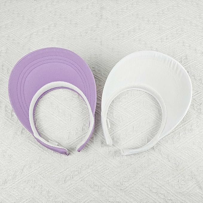 2 Pack Visor Women Men Sun Hat Clip On Visors Adjustable Sport Wide Brim Cap