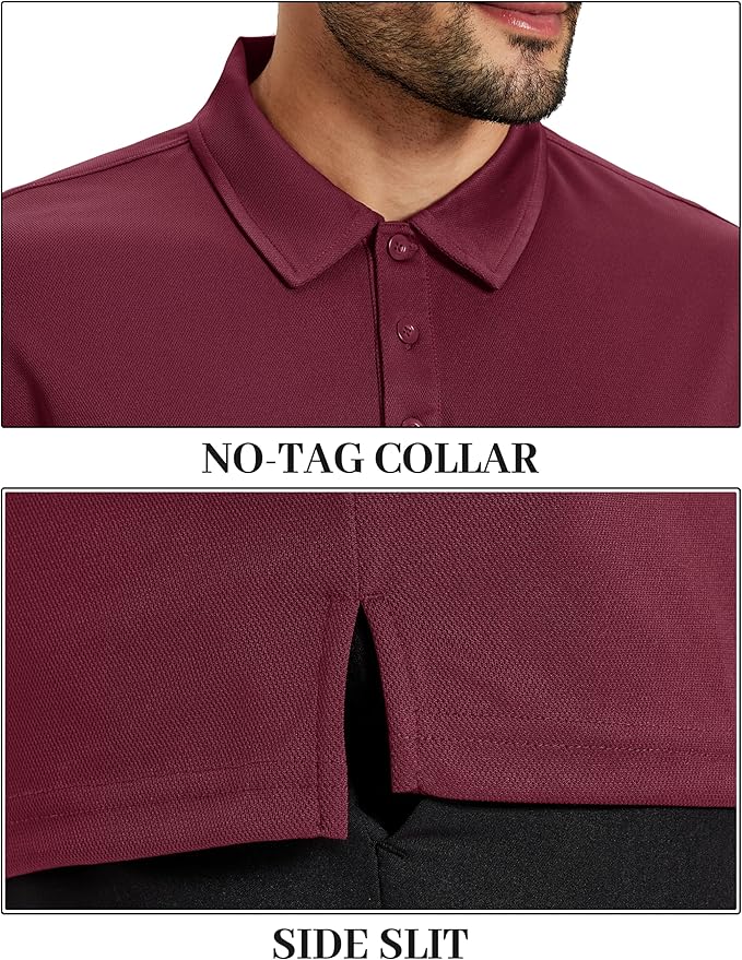 TACVASEN Mens Polo Shirts Short Sleeve Dry Fit Performance Breathable Golf Shirt with Collar Tennis Casual Business Work