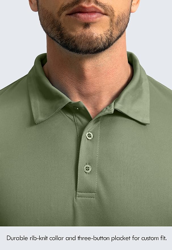 Men's Polo Shirt Long Sleeve Golf Shirts Lightweight UPF 50+ Sun Protection Cool Shirts for Men Work Fishing Outdoor
