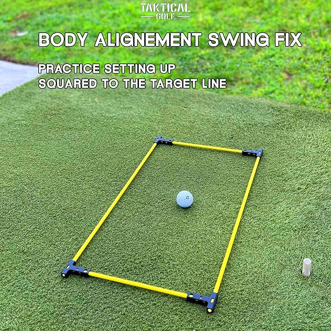 Golf Alignment Guide Sticks – Adjustable Golf Swing & Putting Trainer Aid | Fix Slice, Improve Posture, Ball Position, & Over-The-Top Swing | Indoor/Outdoor Use