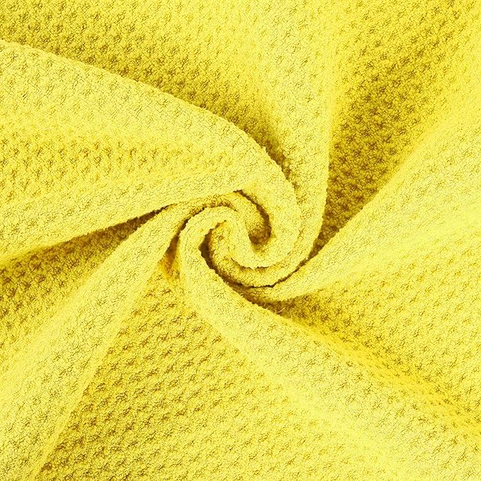VIVIDLY 2 Pack Tri-fold Golf Towels, Premium Microfiber Fabric Waffle Pattern with Black Heavy Duty Carabiner Clip, Yellow Golf Towels for Golf Bags for Men (Yellow)