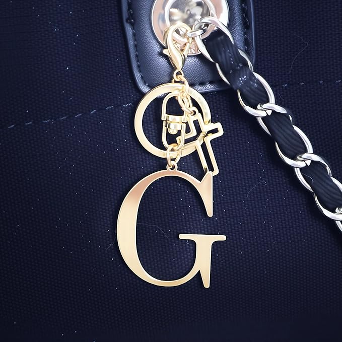 Gold Initial Keychain for Women A-Z Letter Cross Keychains Alphabet Key Chain bag Accessories Gift for Christian