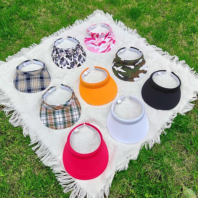 2 Pack Visor Women Men Sun Hat Clip On Visors Adjustable Sport Wide Brim Cap