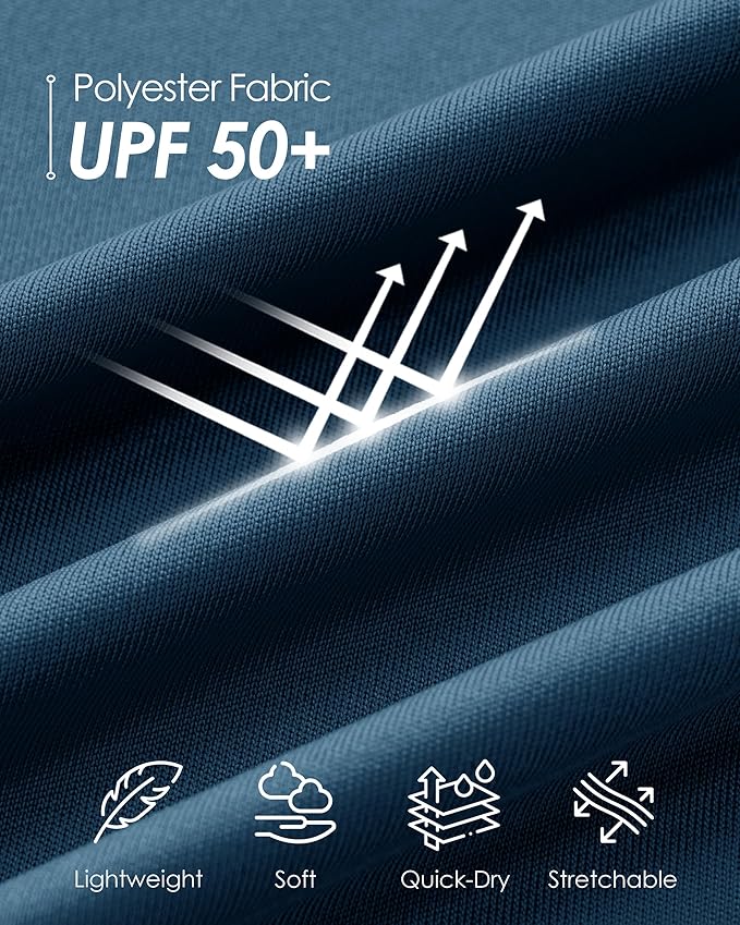 Boladeci Men's UPF 50+ Sun Shirts 1/4 Zip Long Sleeve SPF UV Protection Lightweight Quick Dry Quarter Zip Golf Shirts