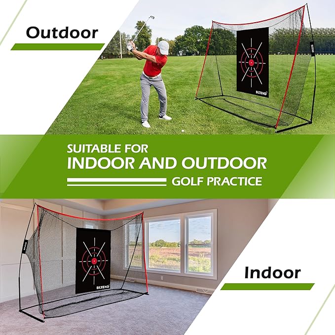 Bltend Golf Net: 10x7ft Golf Practice Nets for Backyard Driving Real Balls, Heavy Duty Golfer Training Net with Mat for Outdoor/Indoor/Garage/Basement Hitting Swing Chipping, Golfer Gift for Men Dad