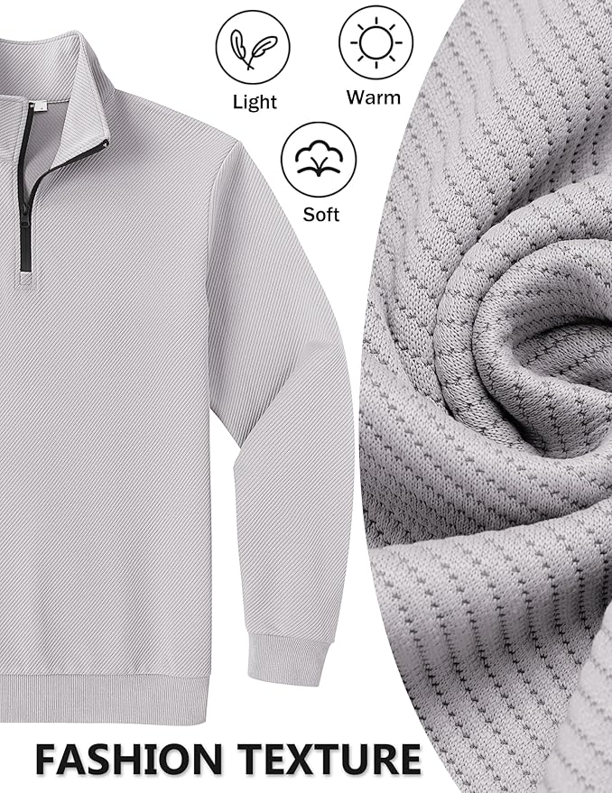 COOFANDY Mens Quarter Zip Pullover Sweatshirts Lightweight Long Sleeve Mock Neck Sweater Polo