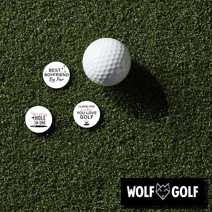 Wolf Golf Towels Golf Ball Marker Hat Clip Gift Set | Best Husband by Par or Best Boyfriend by Par | | 1 Magnetic Clip + 3 Ball Markers | Golf Accessories for Men