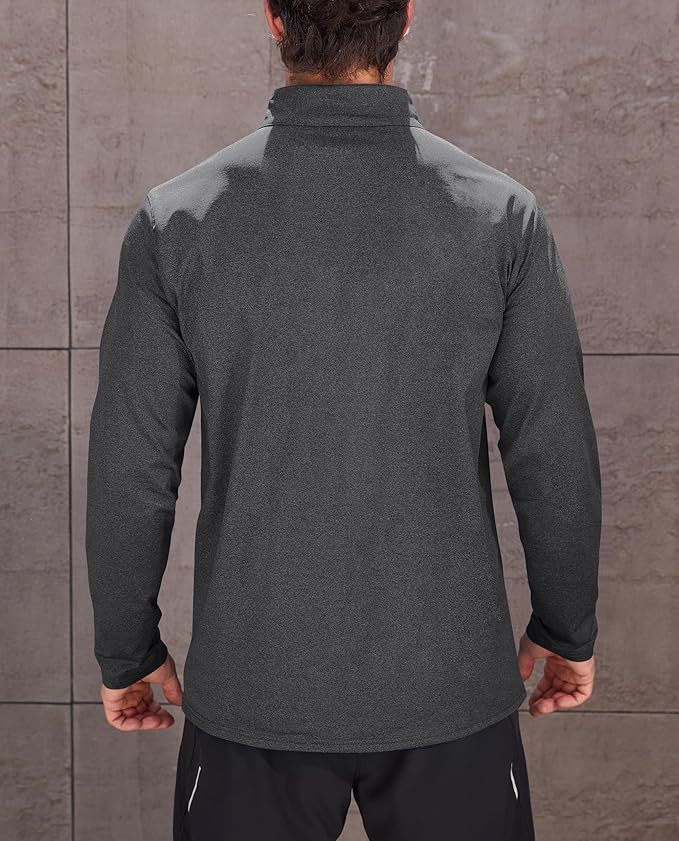 KEFITEVD Men's Quarter Zip Pullover Fleece Lined Long Sleeve Golf Shirt 1/4 Zip Sweatshirts Thermal Winter Sweaters