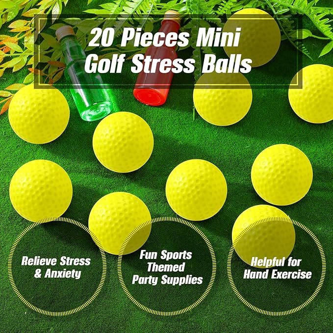 Libima 20 Pcs Mini Golf Stress Ball Bulk 2.5 Inch Foam Practice Balls Stress Relief Sports Ball with Storage Bag for Golf Birthday Party Favors Carnival Reward Classroom Stocking Stuffers