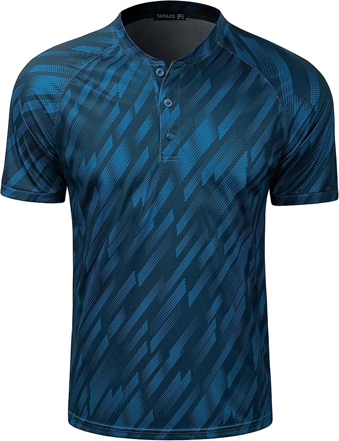 TAPULCO Mens Collarless Golf Shirts Short Sleeve Dry Fit Stretch Casual Breathable Lightweight Tshirts