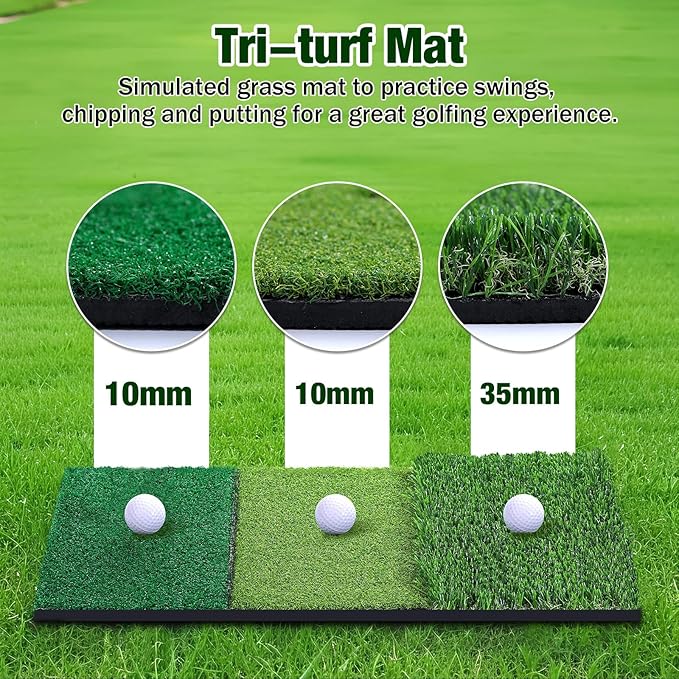MoKo Golf Net with Practice Mat, 10 x 7 ft Golf Hitting Net for Outdoor Indoor Backyard Driving Chipping Swing Training, All-in-One Multi-Target Practice Nets, Gifts for Men Dad Him and Golfer