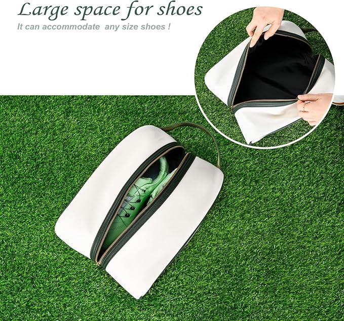 Classic golf shoe bag, Waterproof golf shoe bag for women men, Lightful Green travel shoe bag shoe storage bag. (Brown)