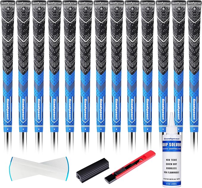 Cross Cord Golf Grips 13 Pack with Golf Grip Kit，Premium Hybrid, Anti-Slip Golf Club Grips, High Feedback & All Weather Performance Golf Grips