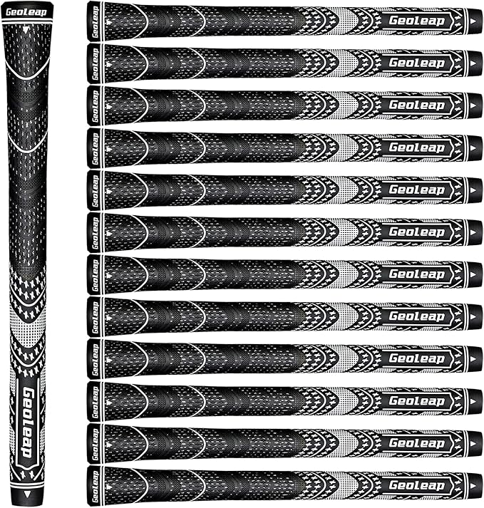 Geoleap Golf Grips Set of 13- Cord Rubber Compound Material, Hybrid Golf Club Grips, All Weather Performance.