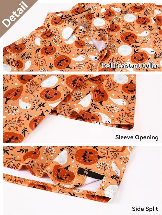 Esabel.C Golf Shirts for Men Dry Fit Performance Short Sleeve Print Moisture Wicking Collared Shirt