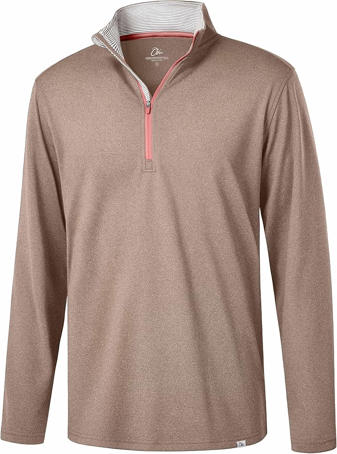 Obla Golf Quarter Zip Pullover Men Fleece Mock Neck Sweatshirt Winter Warm 1/4 Zip Long Sleeve Golf Shirt