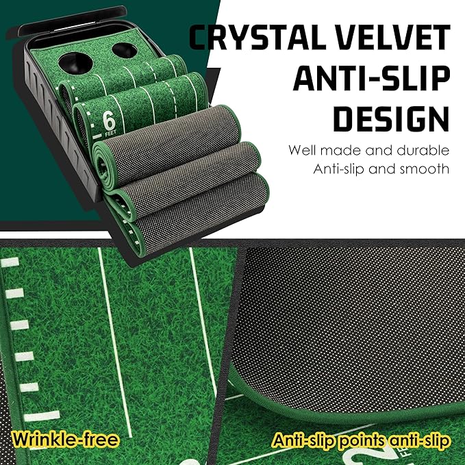 ropoda 9ft Golf Putting Green, Portable Putting Mat for Home and Office with Auto Ball Return Function, Golf Practice Putting Mat Aid for Indoor and Outdoor Use, Classic or with a Putting Mirror