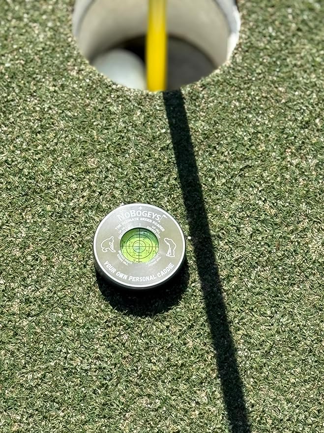 NoBogeys Precision Aluminum Green Reader - with Magnetic Back - Pocket Size, Accurate Putting Aid for Golf - Heavy Duty Metal Ball Marker