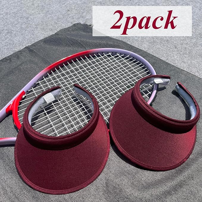 2 Pack Sun Visor Hats Women Men Clip On Wide Brim Visors Hat Outdoor Sports Golf Beach Travel Tennis Caps