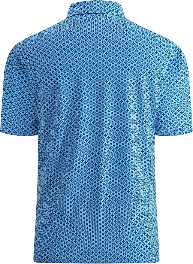 Esabel.C Golf Shirts for Men Dry Fit Performance Short Sleeve Print Moisture Wicking Collared Shirt