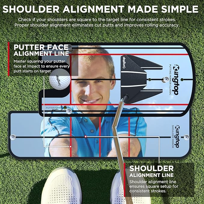 KINGTOP Golf Putting Mirror - Alignment Putting Training Aids for Consistency & Accuracy - Ideal for Indoor | Outdoor Practice, with Carry Bag and Golf Tees