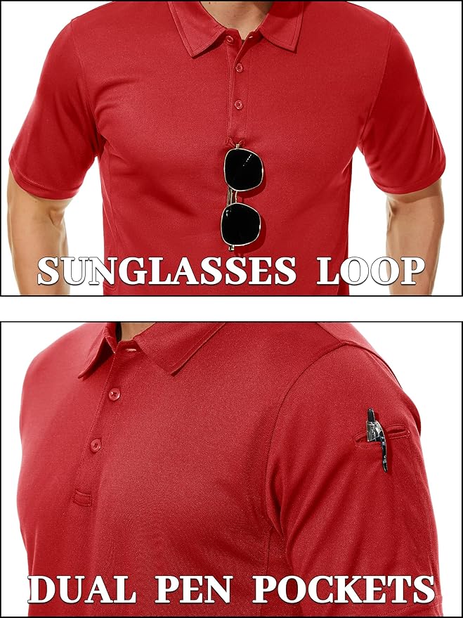 TACVASEN Mens Polo Shirt Short Sleeve Tactical Performance Collared Work Golf Shirts Dry Fit Pique Polos for Summer