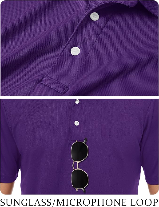 TACVASEN Mens Golf Shirt Dry Fit Mens Polo Shirts Short Sleeve Performance Golf Polos for Men with Collar Work Shirts