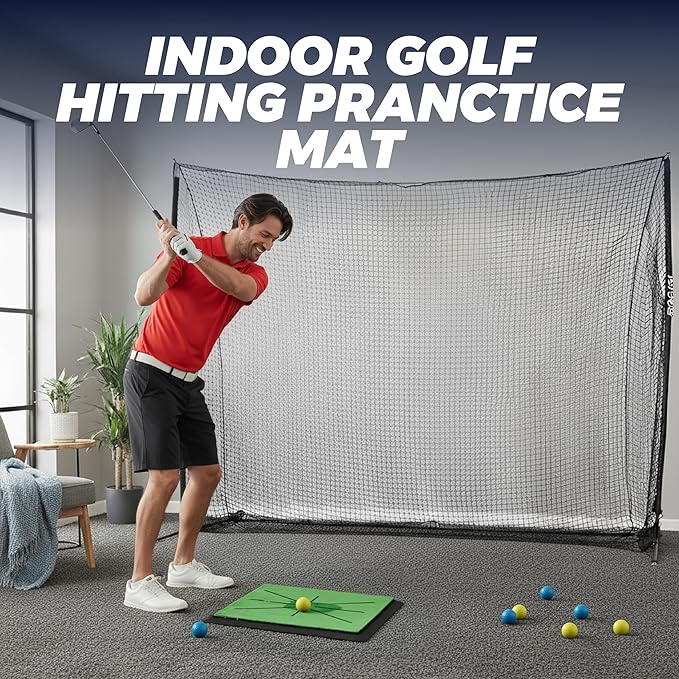 TOY Life 4-in-1 Golf Hitting Mats Practice Outdoor Indoor with Path Feedback, 4 Replaceable Golf Turf Swing Mat for Chipping Training Aid with Rough Fairway Impact Divot Mat Gifts for Men(18" x 13")