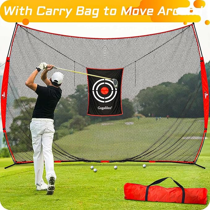 Gagalielo Golf Hitting Net：Professional Practice Accuracy with Target Mat Driving Swing Indoor Outdoor Training Backyard Garage Gift for Golfers